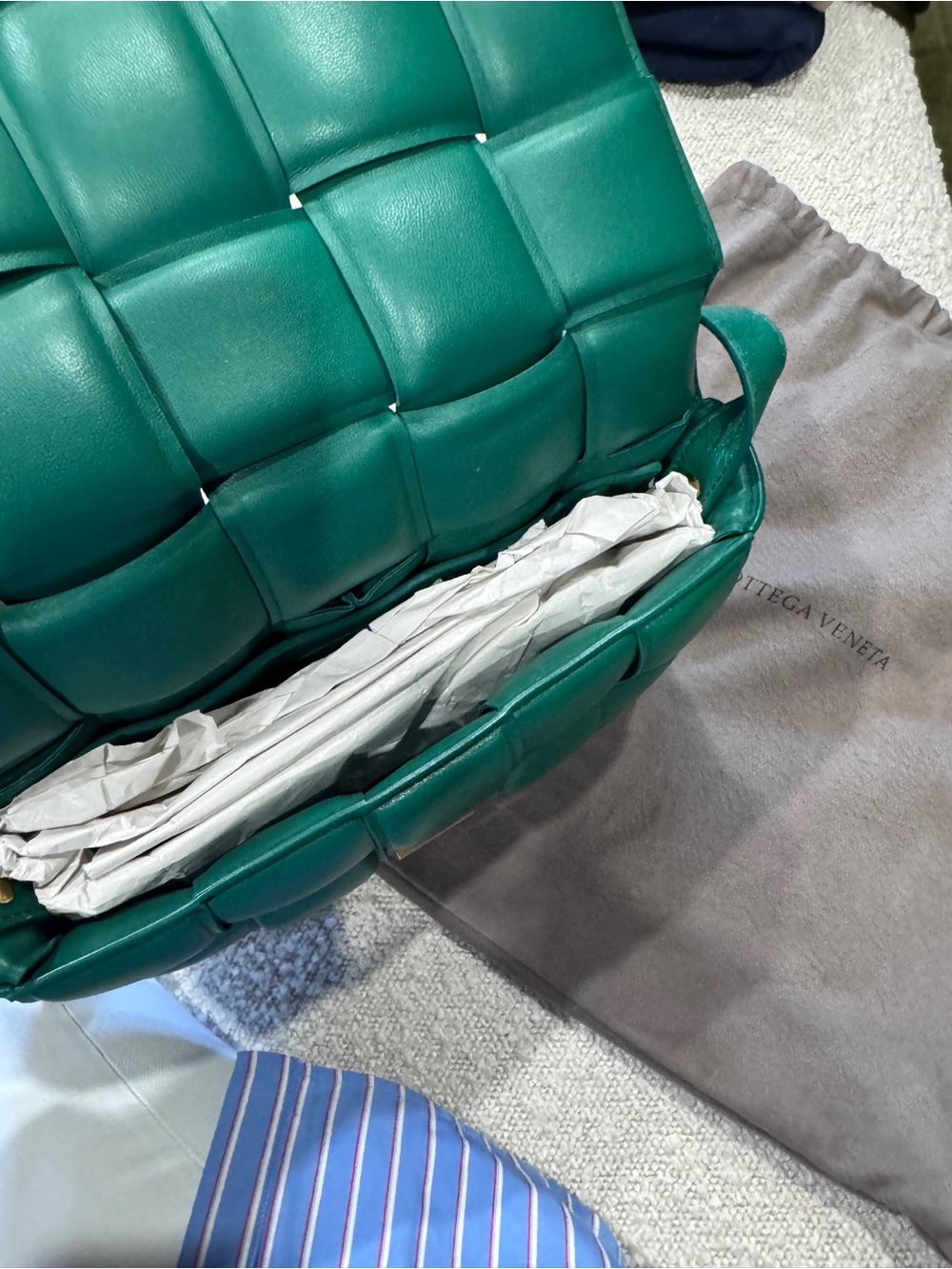 Bottega Veneta Padded Casette in ‘Racing Green’ Woven Leather Cross Body Bag - Picture 15 of 16